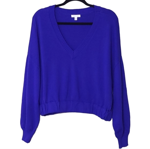 NWT ABOUND Woman's Knit V-neck Sweater Sz M Blue - Picture 1 of 11